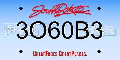 3O60B3 South Dakota License Plate