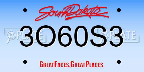 3O60S3 South Dakota License Plate