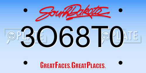 3O68T0 South Dakota License Plate