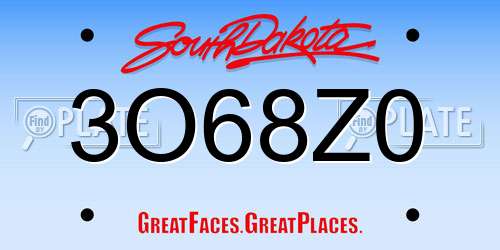 3O68Z0 South Dakota License Plate