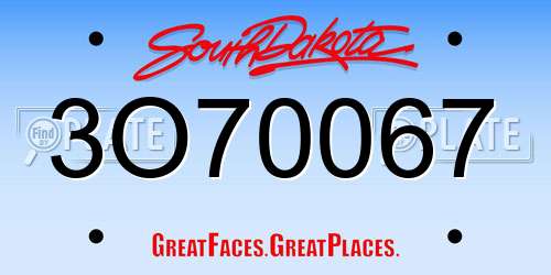 3O70067 South Dakota License Plate