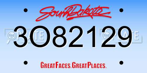 3O82129 South Dakota License Plate