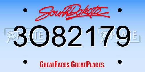3O82179 South Dakota License Plate