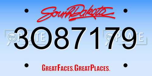 3O87179 South Dakota License Plate