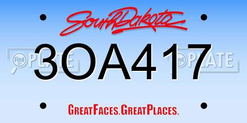 3OA417 South Dakota License Plate