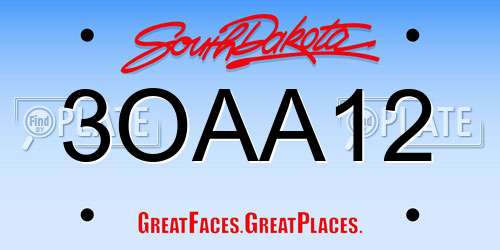 3OAA12 South Dakota License Plate