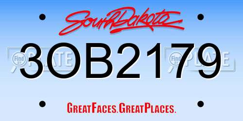 3OB2179 South Dakota License Plate