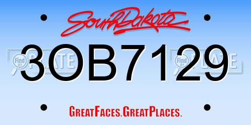 3OB7129 South Dakota License Plate