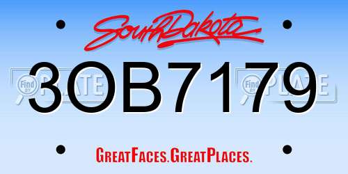 3OB7179 South Dakota License Plate