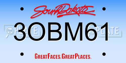 3OBM61 South Dakota License Plate