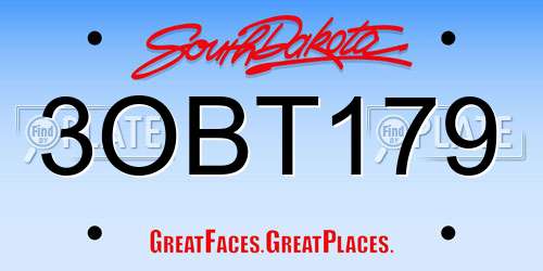 3OBT179 South Dakota License Plate