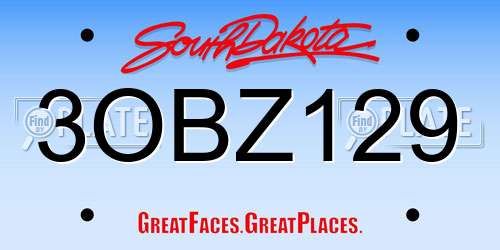 3OBZ129 South Dakota License Plate