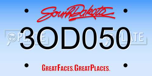 3OD050 South Dakota License Plate