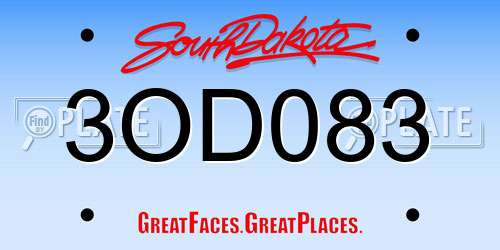 3OD083 South Dakota License Plate