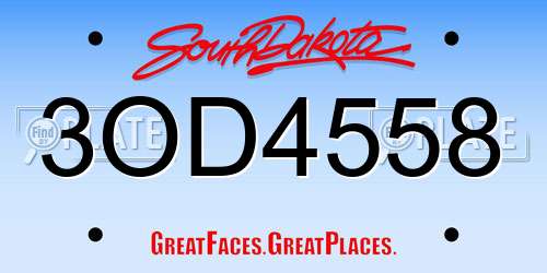 3OD4558 South Dakota License Plate