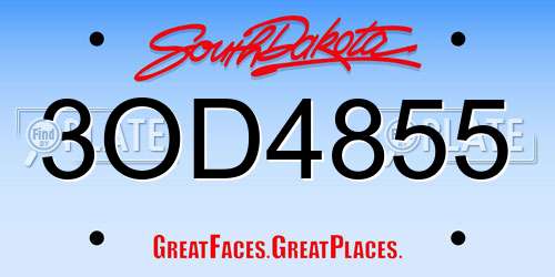 3OD4855 South Dakota License Plate
