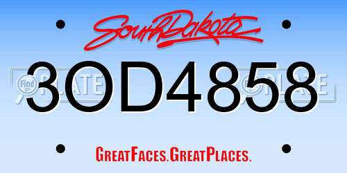 3OD4858 South Dakota License Plate