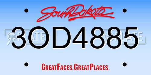 3OD4885 South Dakota License Plate