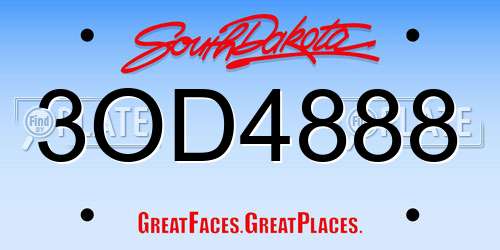 3OD4888 South Dakota License Plate