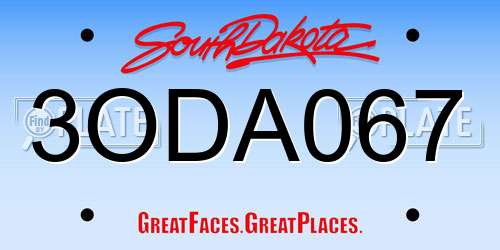 3ODA067 South Dakota License Plate