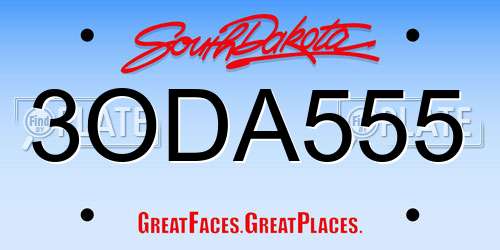 3ODA555 South Dakota License Plate