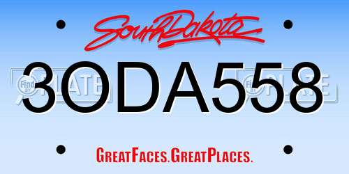 3ODA558 South Dakota License Plate