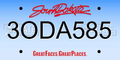 3ODA585 South Dakota License Plate