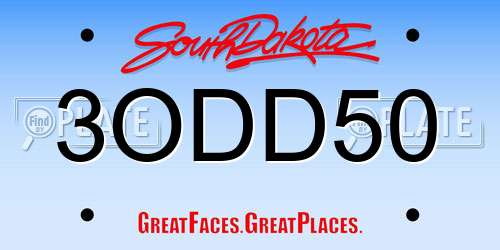 3ODD50 South Dakota License Plate