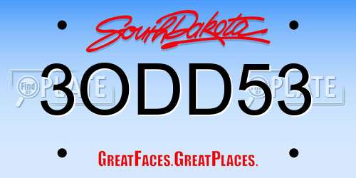 3ODD53 South Dakota License Plate