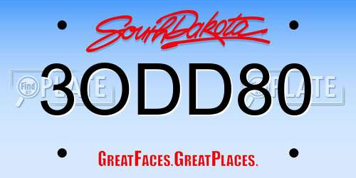 3ODD80 South Dakota License Plate