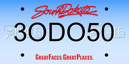 3ODO50 South Dakota License Plate