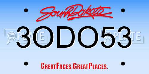 3ODO53 South Dakota License Plate