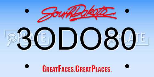 3ODO80 South Dakota License Plate