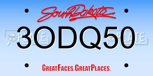 3ODQ50 South Dakota License Plate
