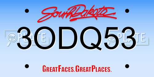 3ODQ53 South Dakota License Plate