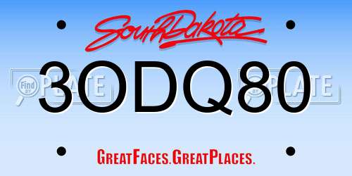 3ODQ80 South Dakota License Plate