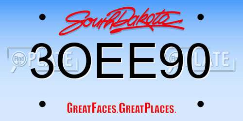 3OEE90 South Dakota License Plate