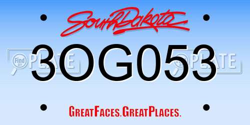 3OG053 South Dakota License Plate