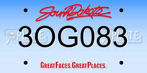 3OG083 South Dakota License Plate