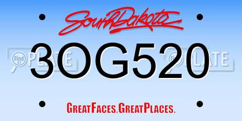 3OG520 South Dakota License Plate
