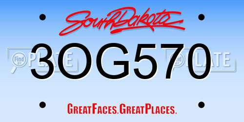 3OG570 South Dakota License Plate
