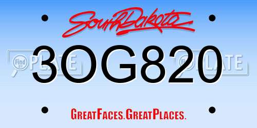 3OG820 South Dakota License Plate