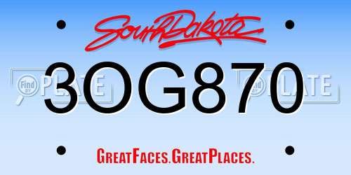 3OG870 South Dakota License Plate