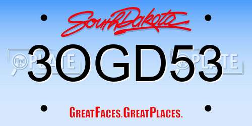 3OGD53 South Dakota License Plate