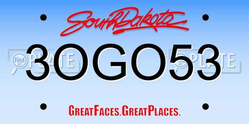 3OGO53 South Dakota License Plate
