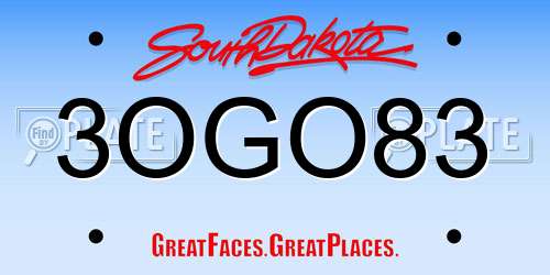 3OGO83 South Dakota License Plate