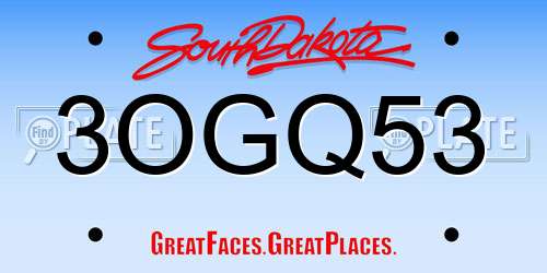 3OGQ53 South Dakota License Plate