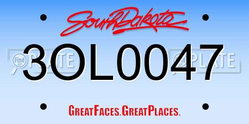 3OL0047 South Dakota License Plate