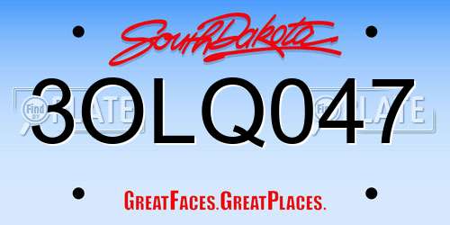 3OLQ047 South Dakota License Plate