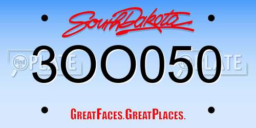 3OO050 South Dakota License Plate